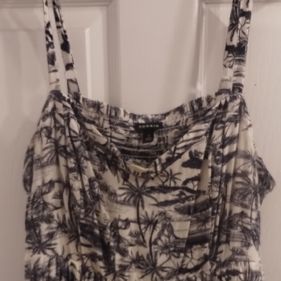 Torrid Blue and White Pleated Midi Sundress - Picture 2 of 2